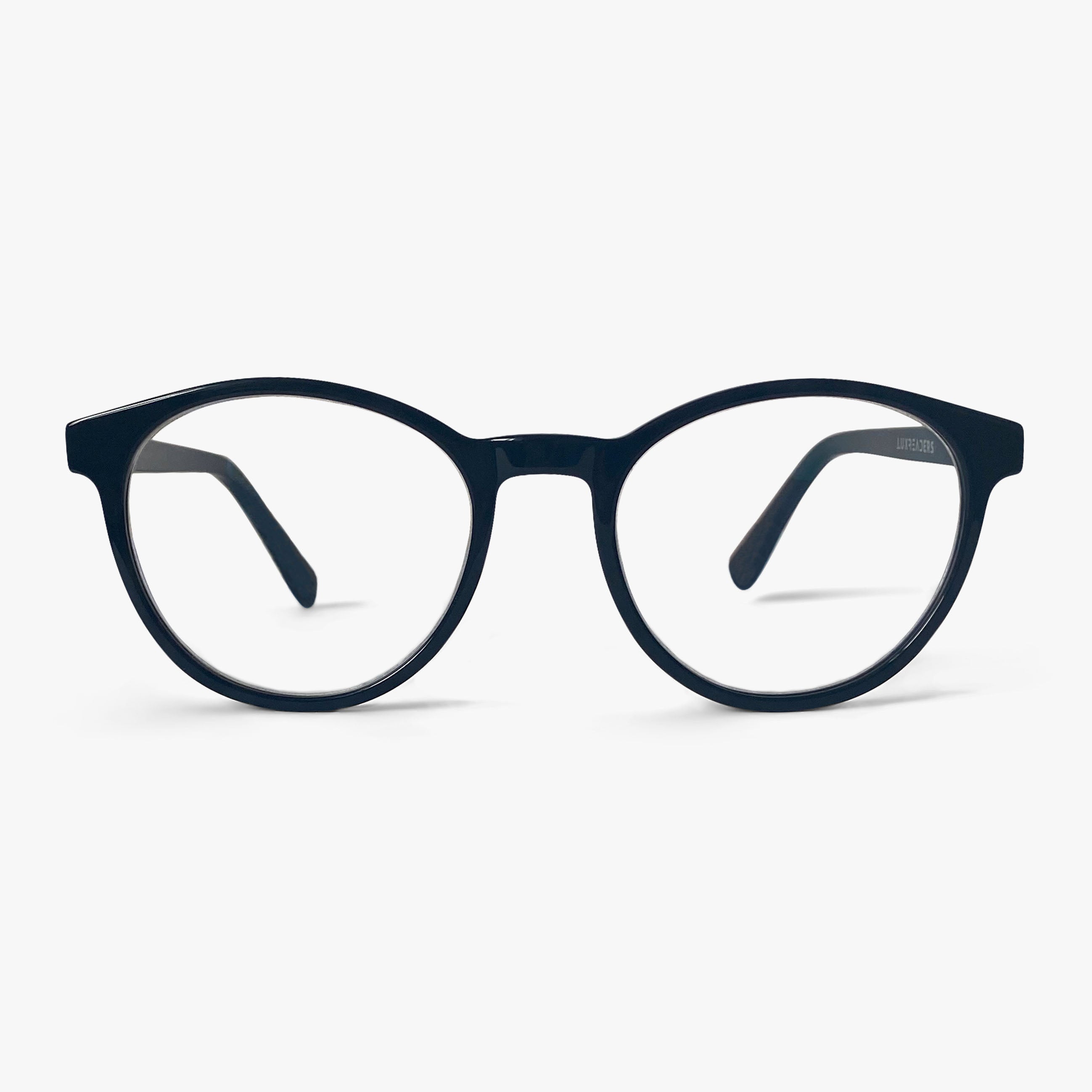 Luxreaders stylish Men's Sæby Black Blue light glasses. Made from Acetate in a Round shape.