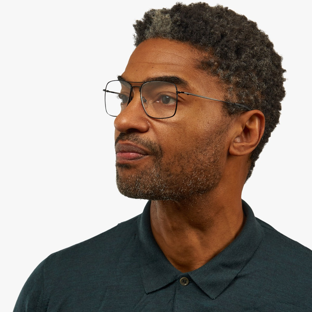 Luxreaders stylish Men's Lidköping Black Reading glasses. Made from Stainless steel in a Square shape.
