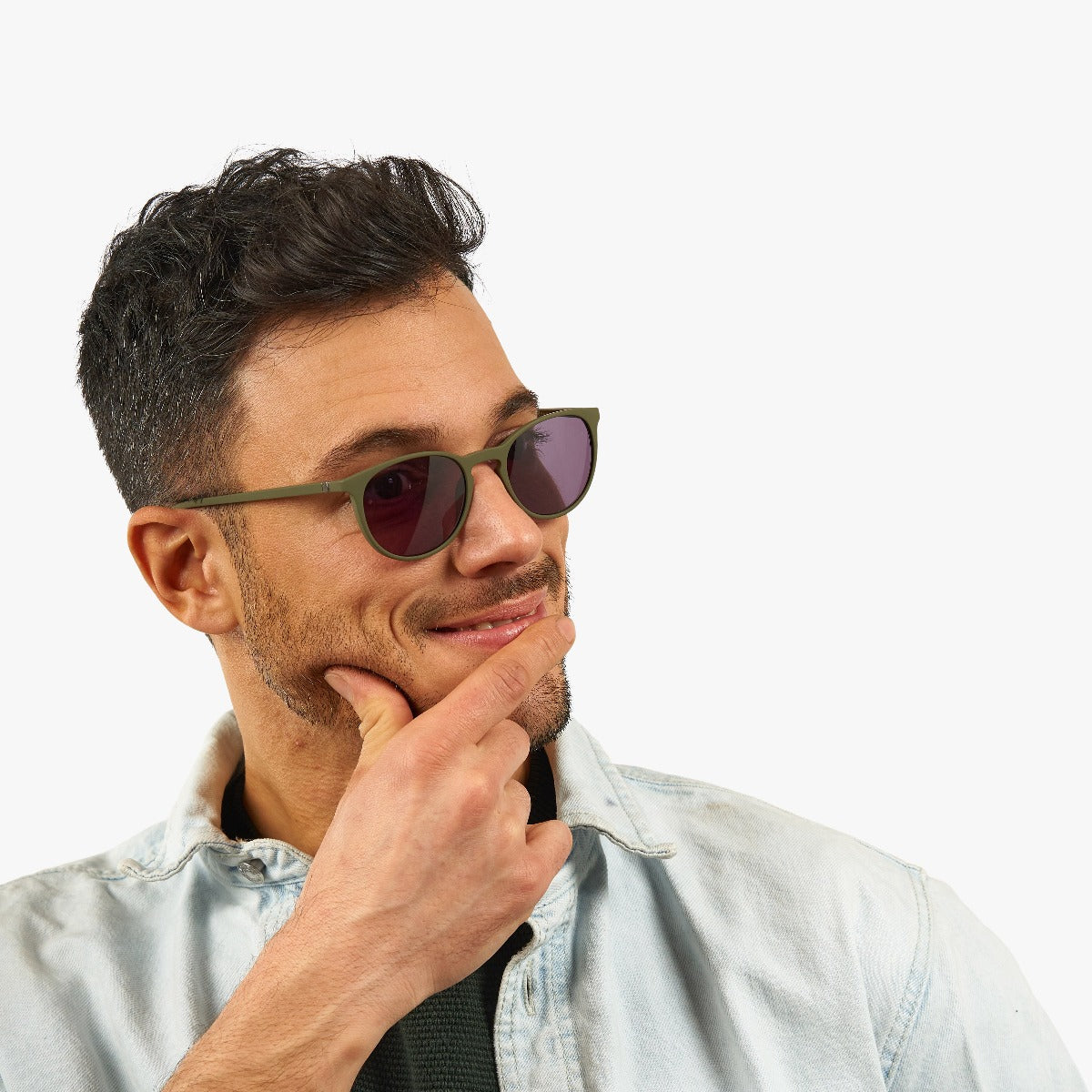 Luxreaders stylish Stockholm Dark Army Sunglasses. Made from Rubber in a Iconic shape.