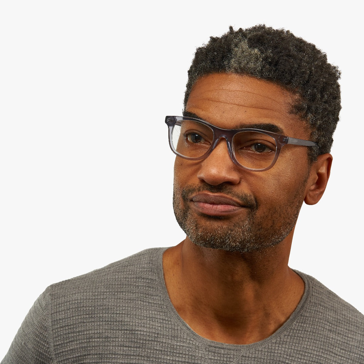 Luxreaders stylish Malmö Crystal Grey Reading glasses. Made from Acetate in a Square shape.