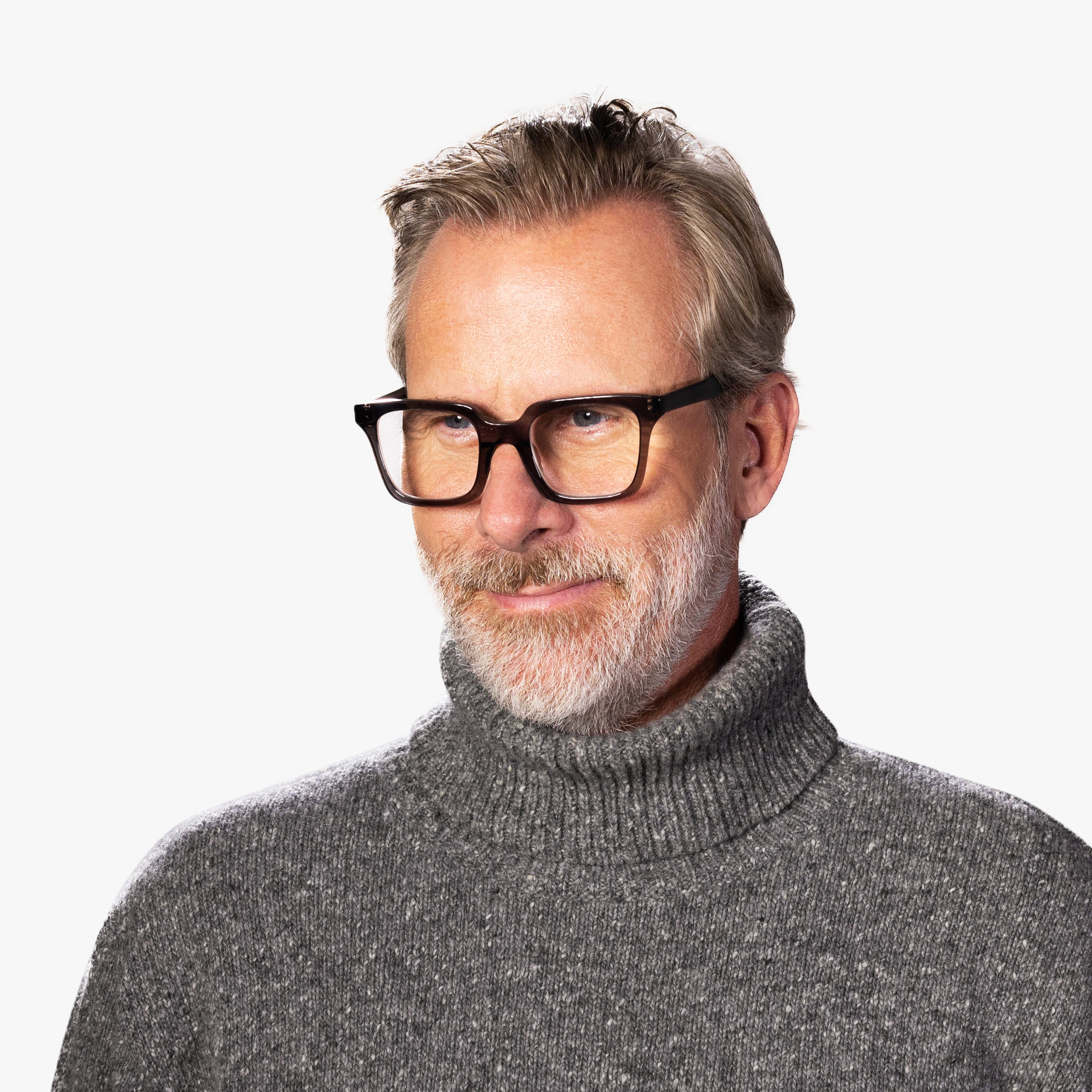 Luxreaders stylish Men's Tisvilde Crystal Grey Reading glasses. Made from Bio-acetate in a Square shape.