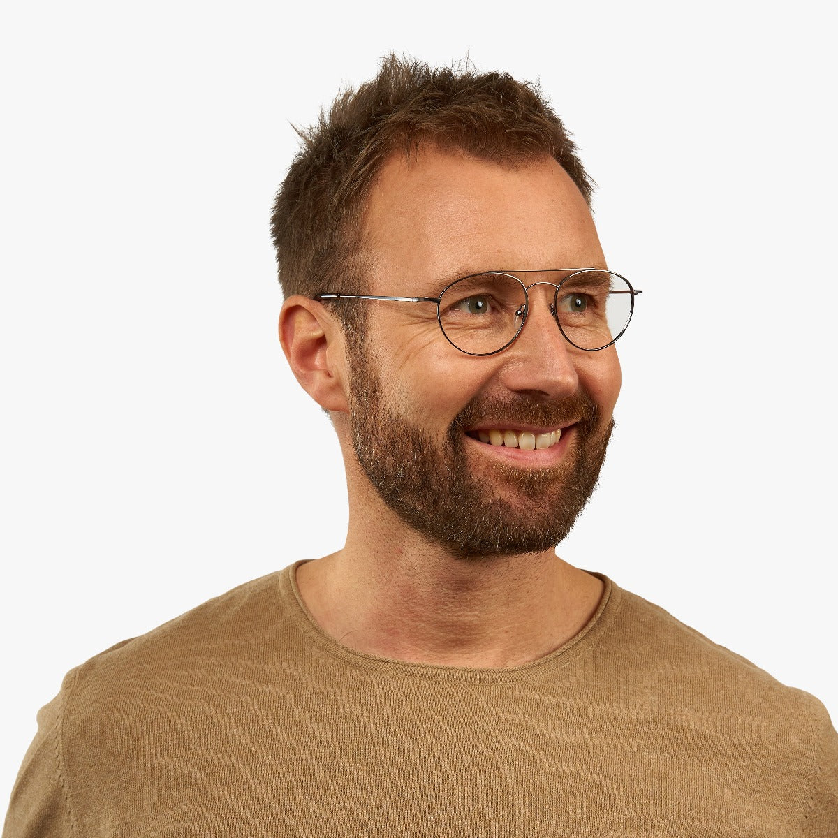 Luxreaders stylish Men's Göteborg Gun Reading glasses. Made from Stainless steel in a Round shape.