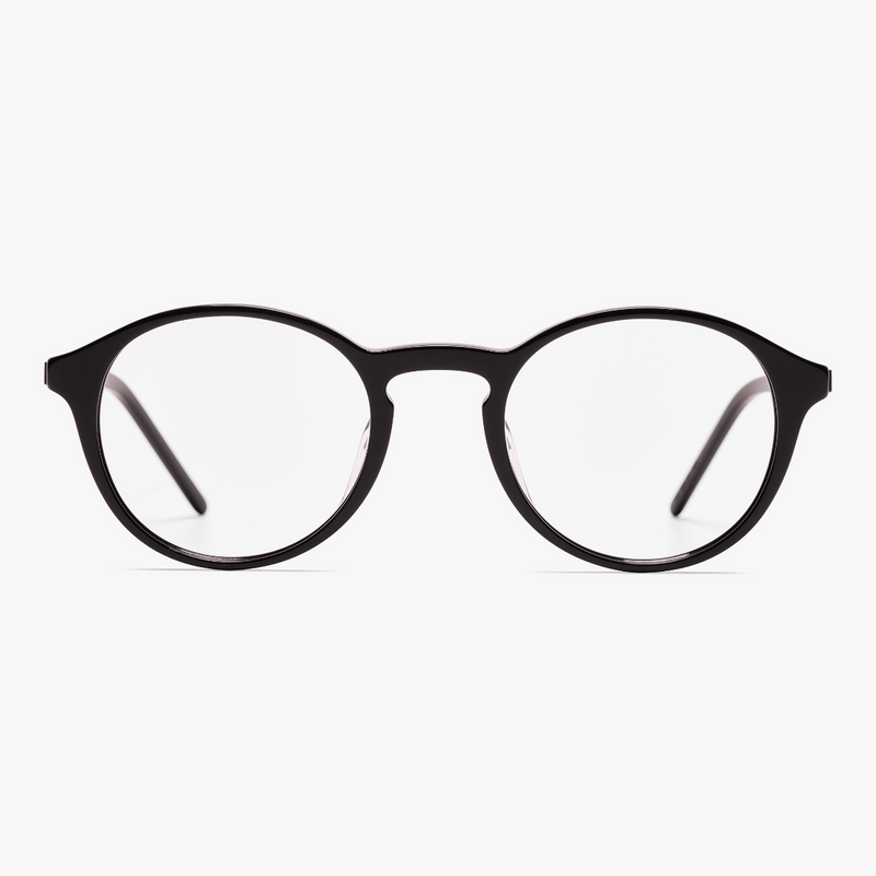Ærø Black round reading glasses with black frame and clear lenses