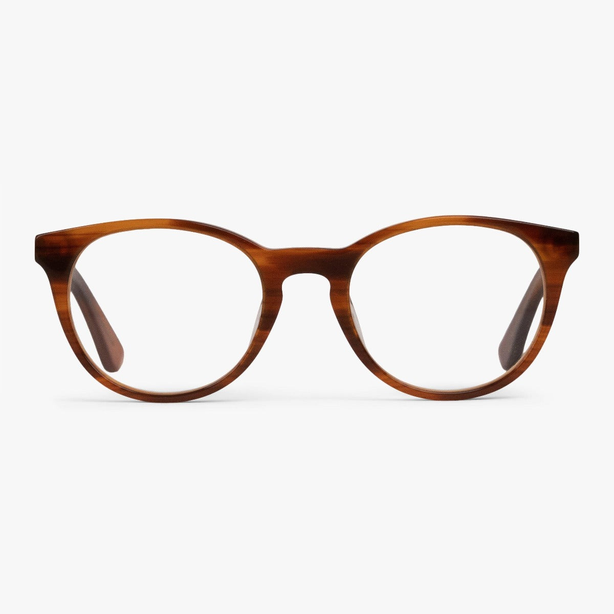 Luxreaders stylish Men's Örebro Shiny Walnut Blue light glasses. Made from Acetate in a Iconic shape.