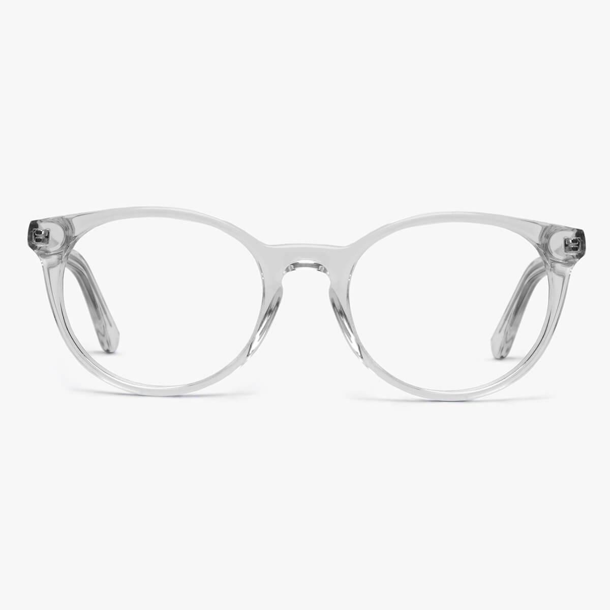 Luxreaders stylish Women's Örebro Crystal White Reading glasses. Made from Acetate in a Iconic shape.