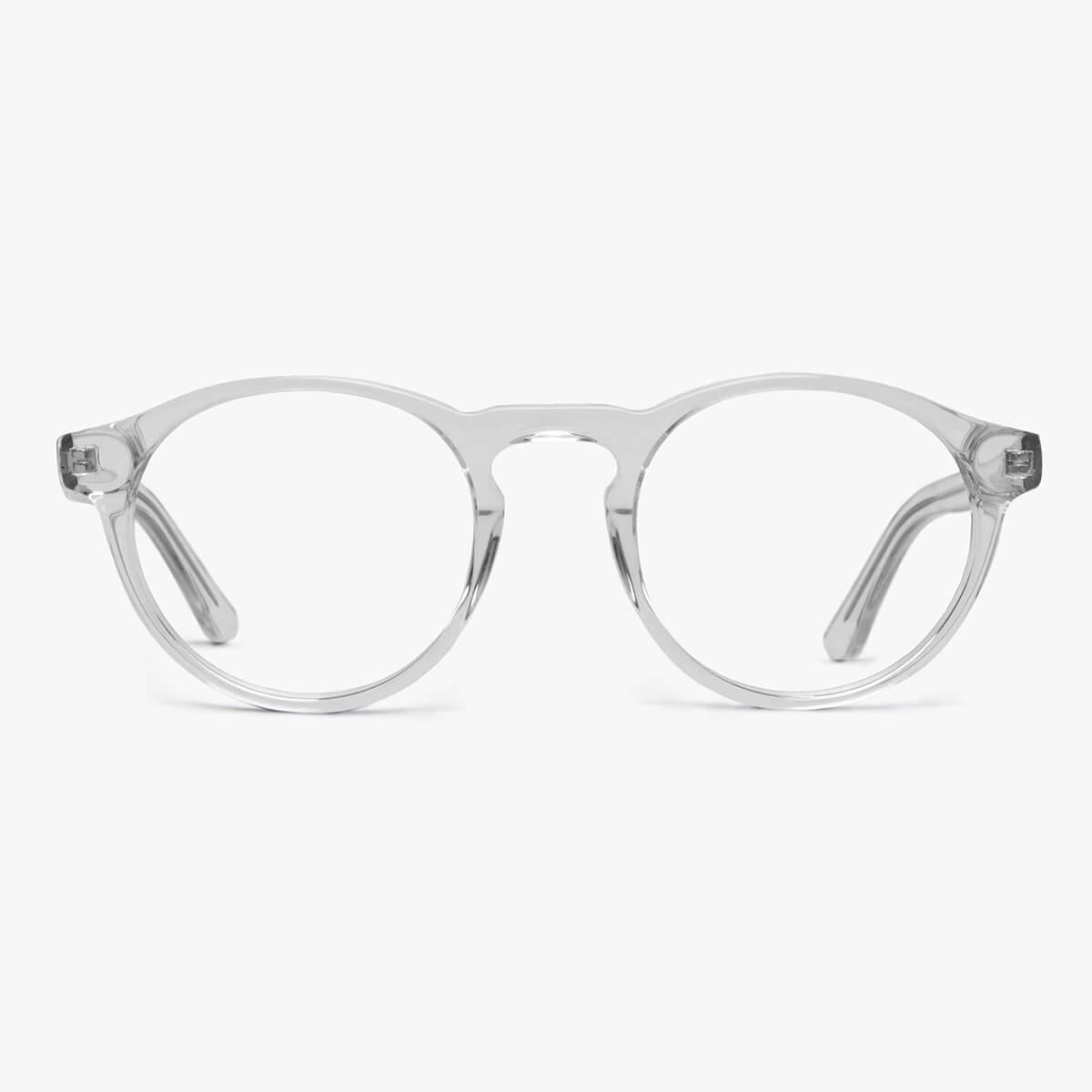 Luxreaders stylish Men's Trondheim Crystal White Blue light glasses. Made from Acetate in a Round shape.