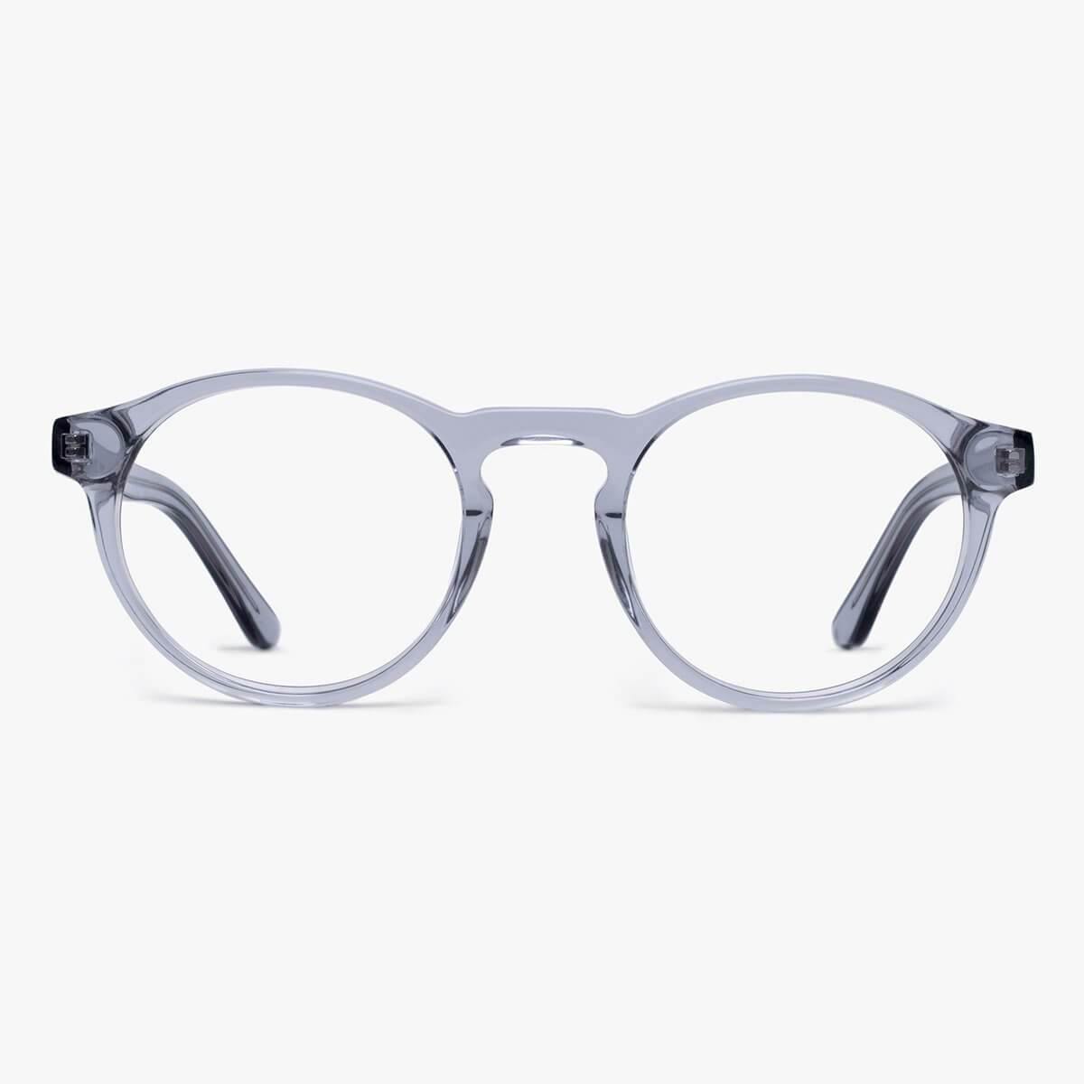 Luxreaders stylish Trondheim Crystal Grey Blue light glasses. Made from Acetate in a Round shape.