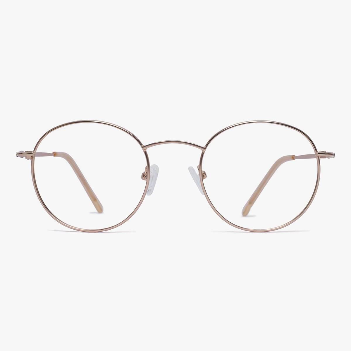 Luxreaders stylish Tromsø Gold Blue light glasses. Made from Stainless steel in a Round shape.