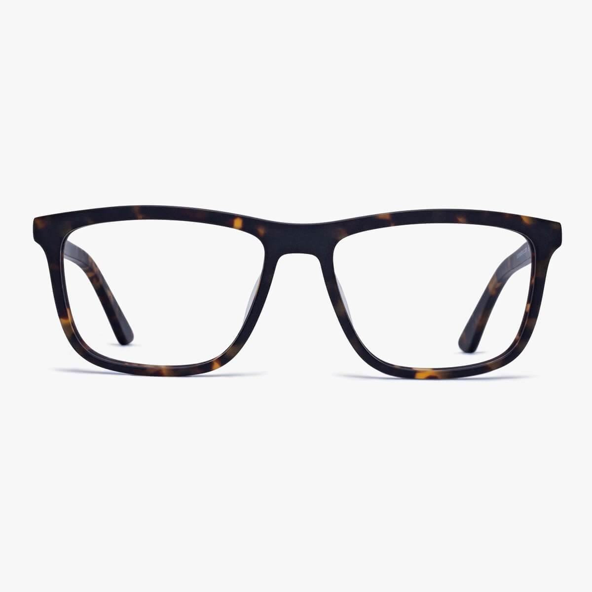 Luxreaders stylish Women's Oslo Dark Turtle Blue light glasses. Made from Acetate in a Square shape.