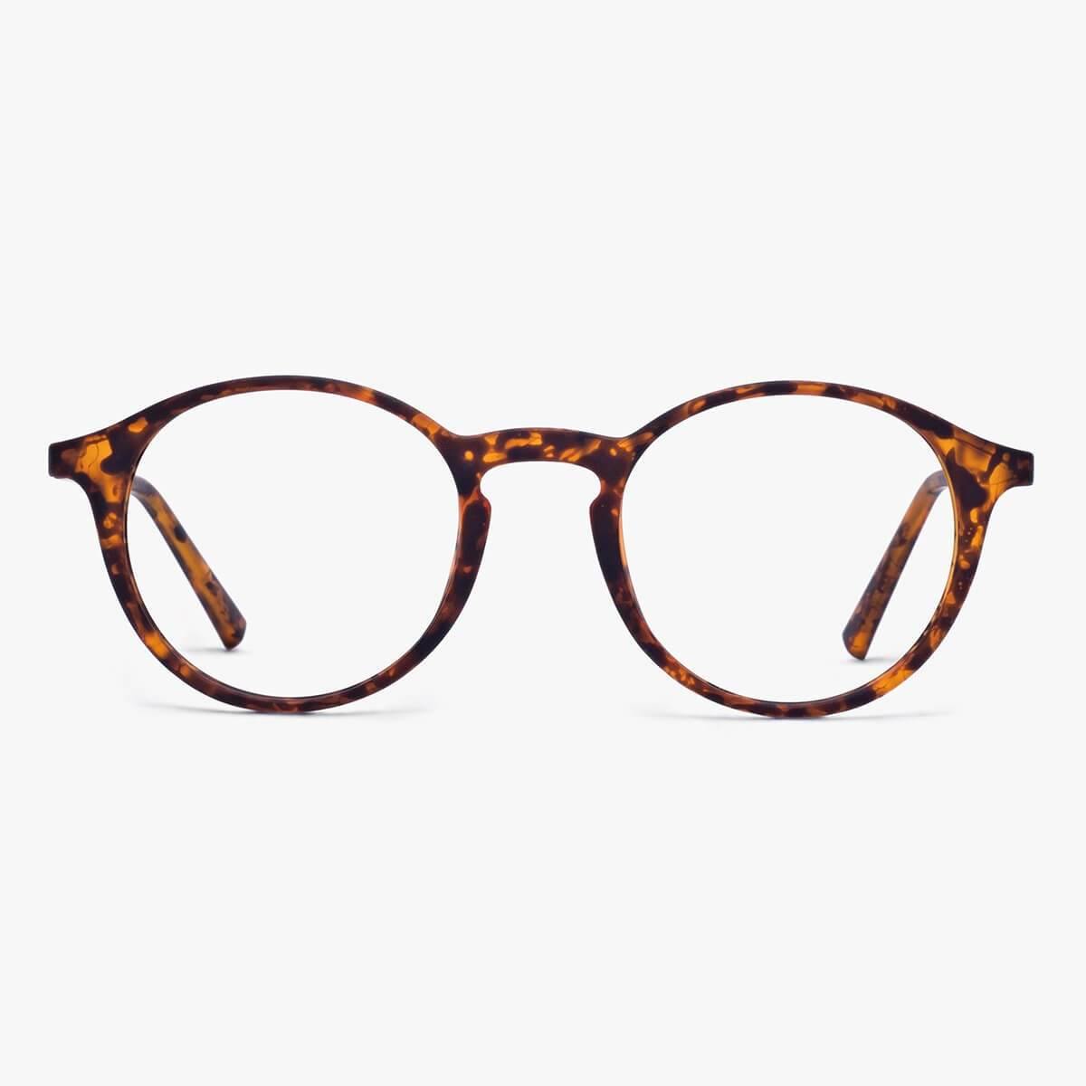 Luxreaders stylish Women's Læsø Turtle Blue light glasses. Made from Rubber in a Round shape.
