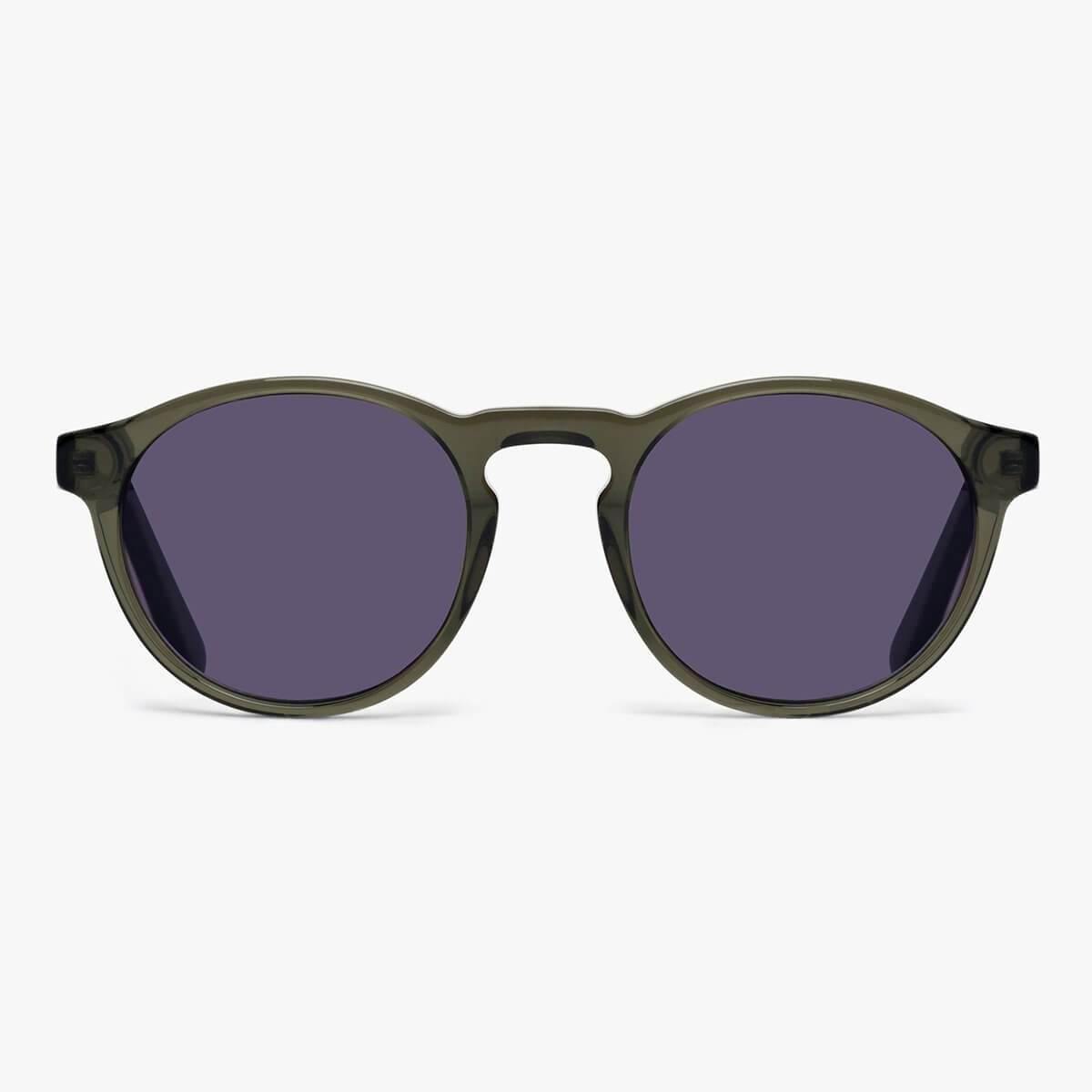 Luxreaders stylish Trondheim Shiny Olive Sunglasses. Made from Acetate in a Round shape.