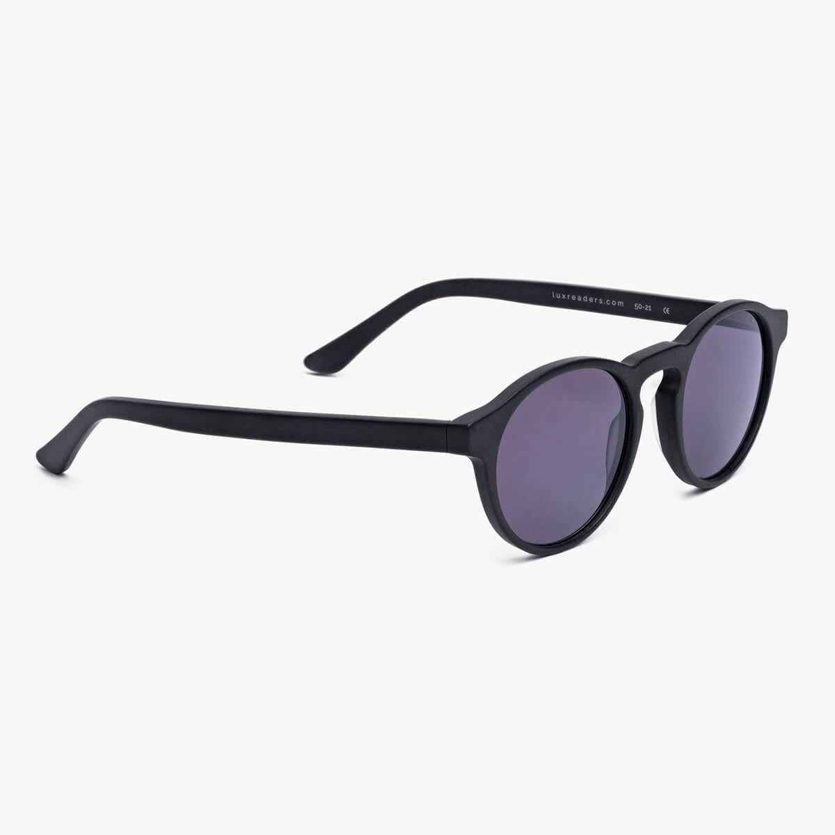 Luxreaders stylish Women's Trondheim Black Sunglasses. Made from Acetate in a Round shape.