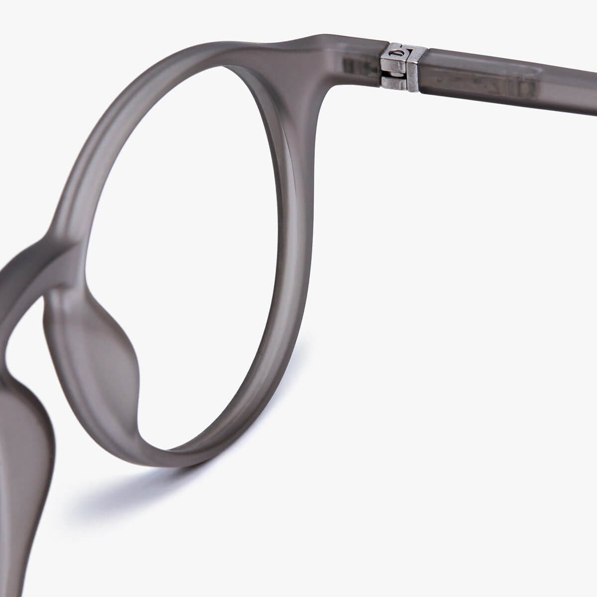 Luxreaders stylish Læsø Grey Reading glasses. Made from Rubber in a Round shape.