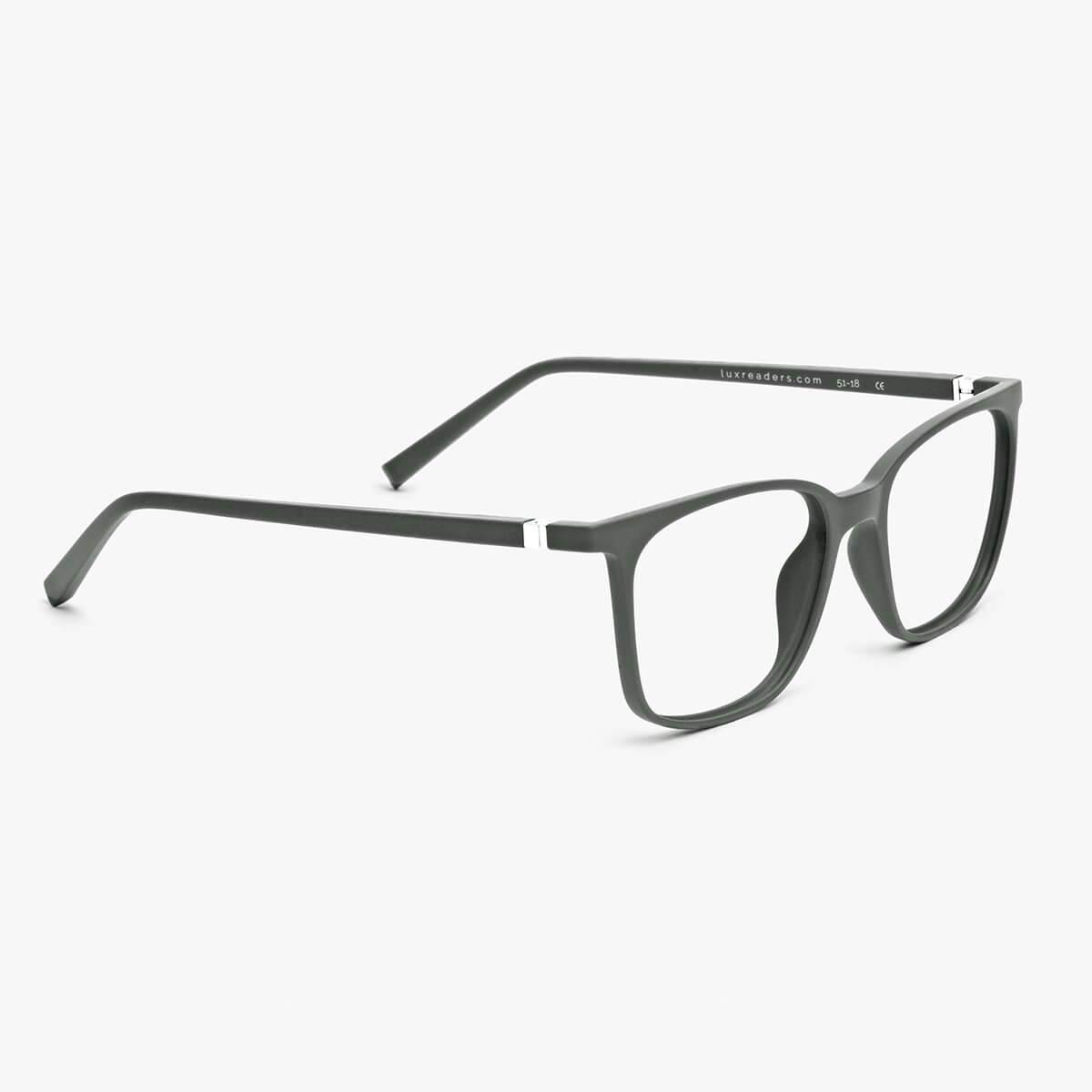 Fyn Dark Army matte green glasses with rectangular frames