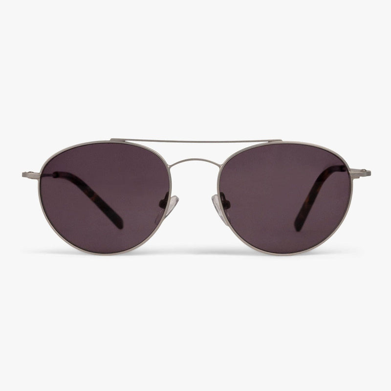 Göteborg Steel glasses with dark lenses and silver metal frame