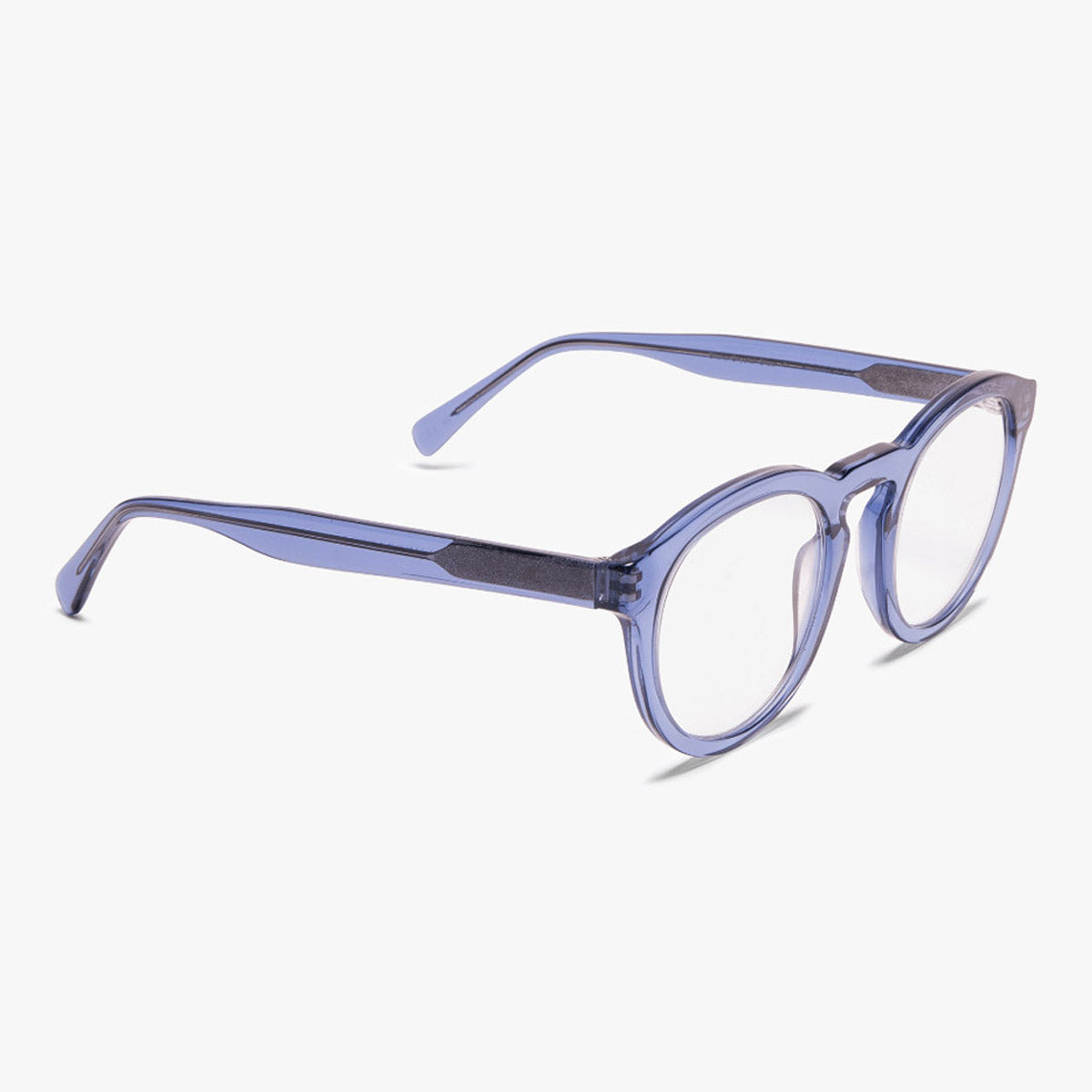 Round crystal blue reading glasses