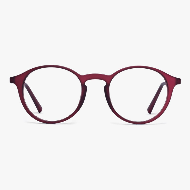Round Læsø Red reading glasses with thin frames