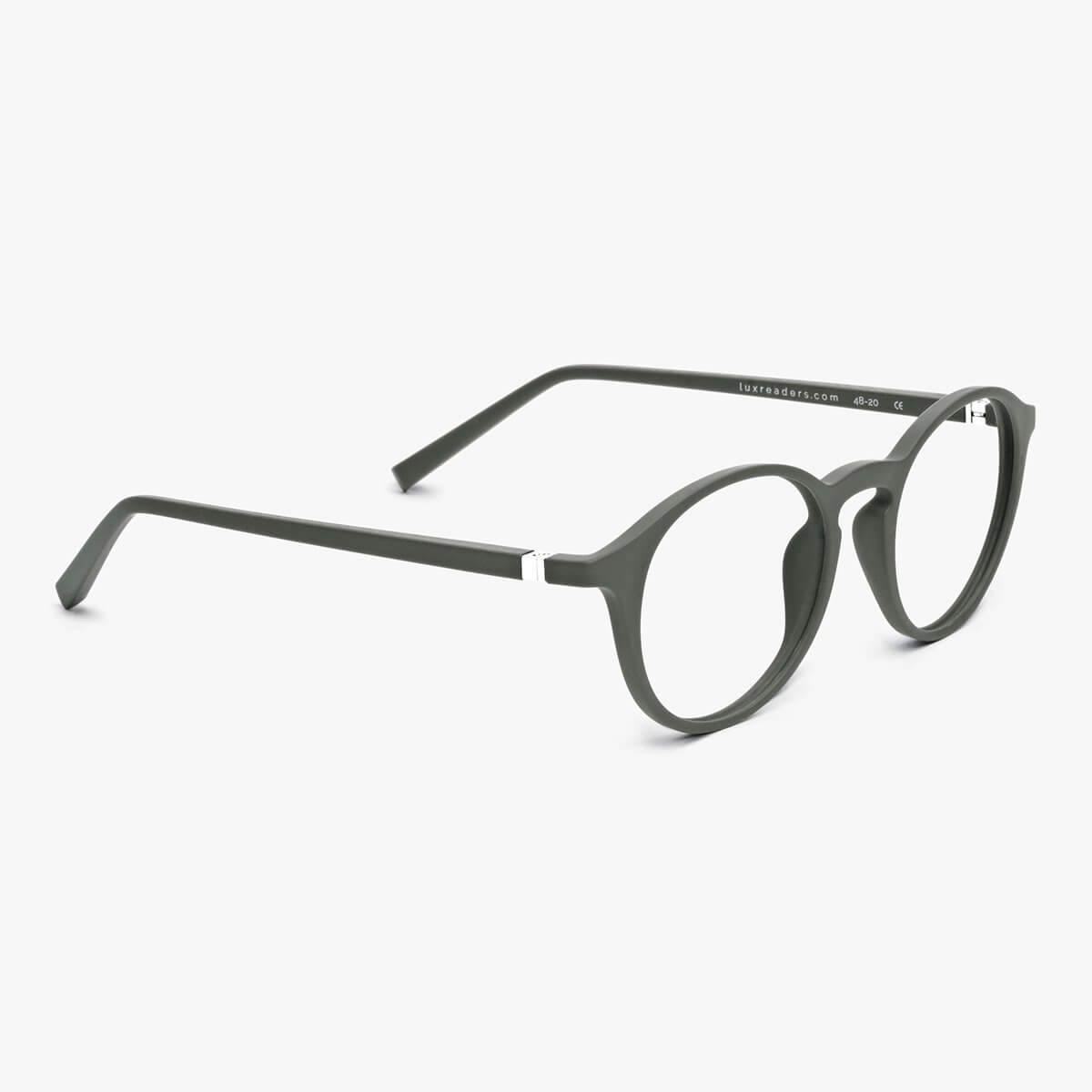 Men's Læsø Dark Army round glasses with dark green frames