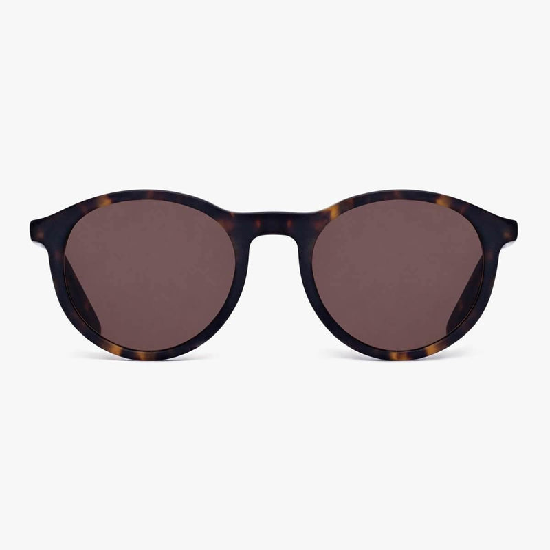 Men's dark turtle reading glasses with round frames