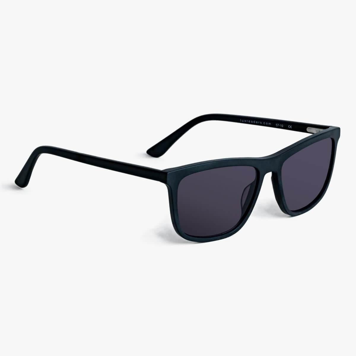 Oslo black sunglasses with square lenses and Luxreaders branding