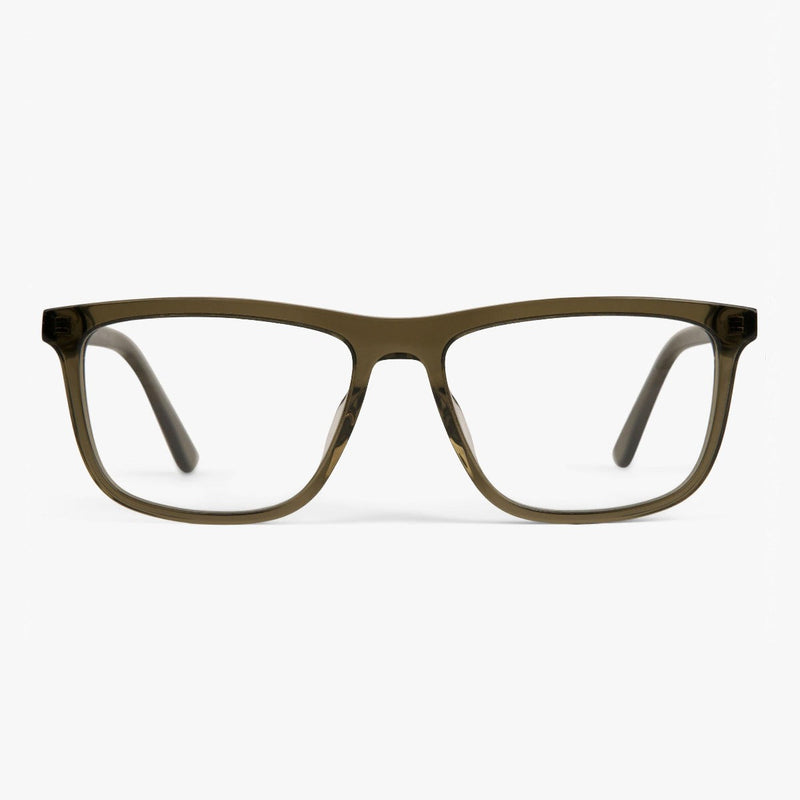 Men's Oslo rectangular shiny olive glasses
