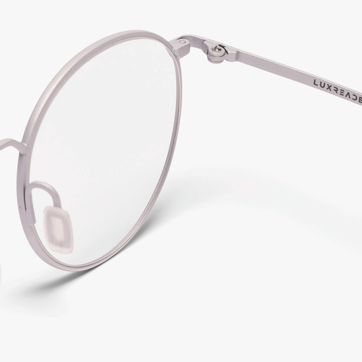Men's round steel reading glasses with Luxreaders logo