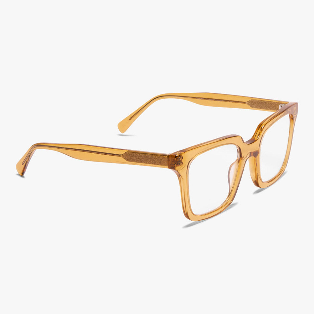 Square crystal caramel glasses with thick temples