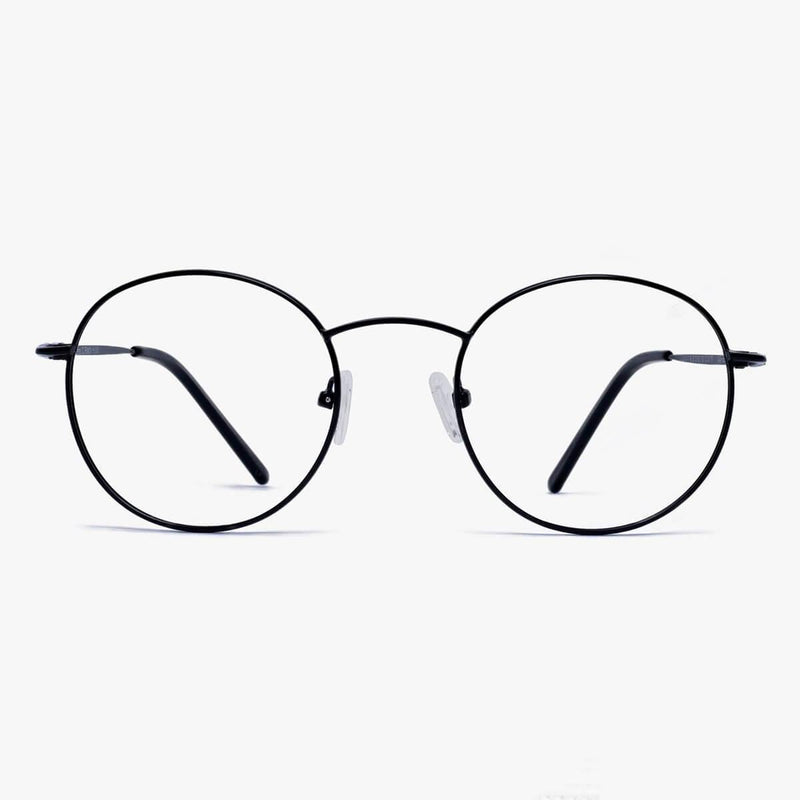 Men's Tromsø Black round eyeglasses with thin black metal frame