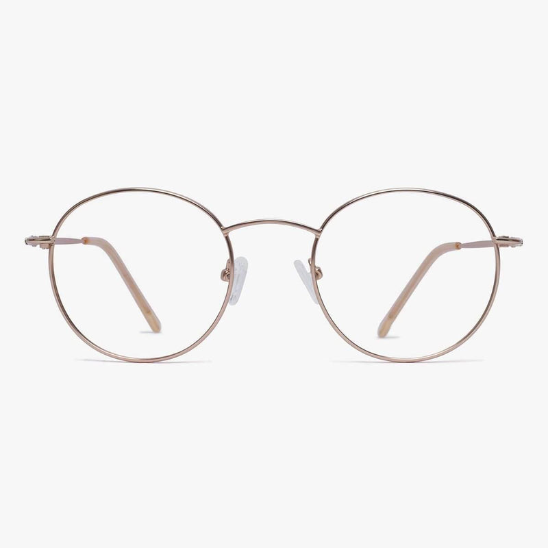 Round gold glasses with thin metal frame