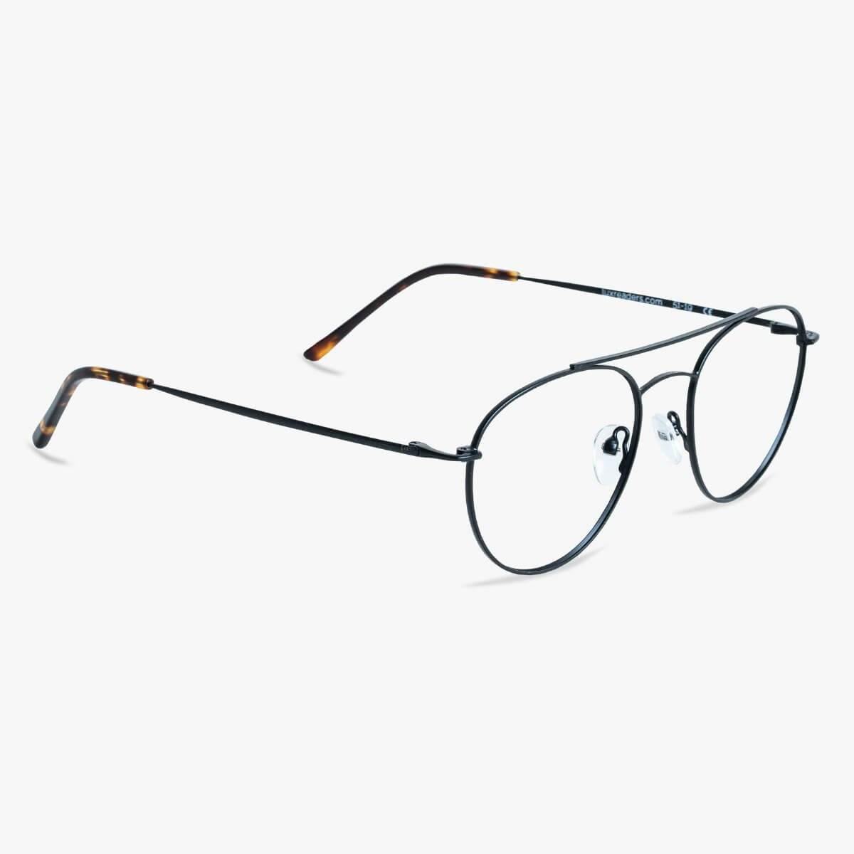 Luxreaders stylish Women's Göteborg Black Reading glasses. Made from Stainless steel in a Round shape.