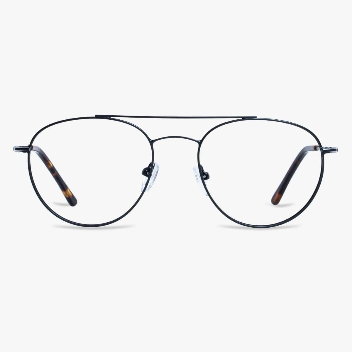Luxreaders stylish Göteborg Black Reading glasses. Made from Stainless steel in a Round shape.