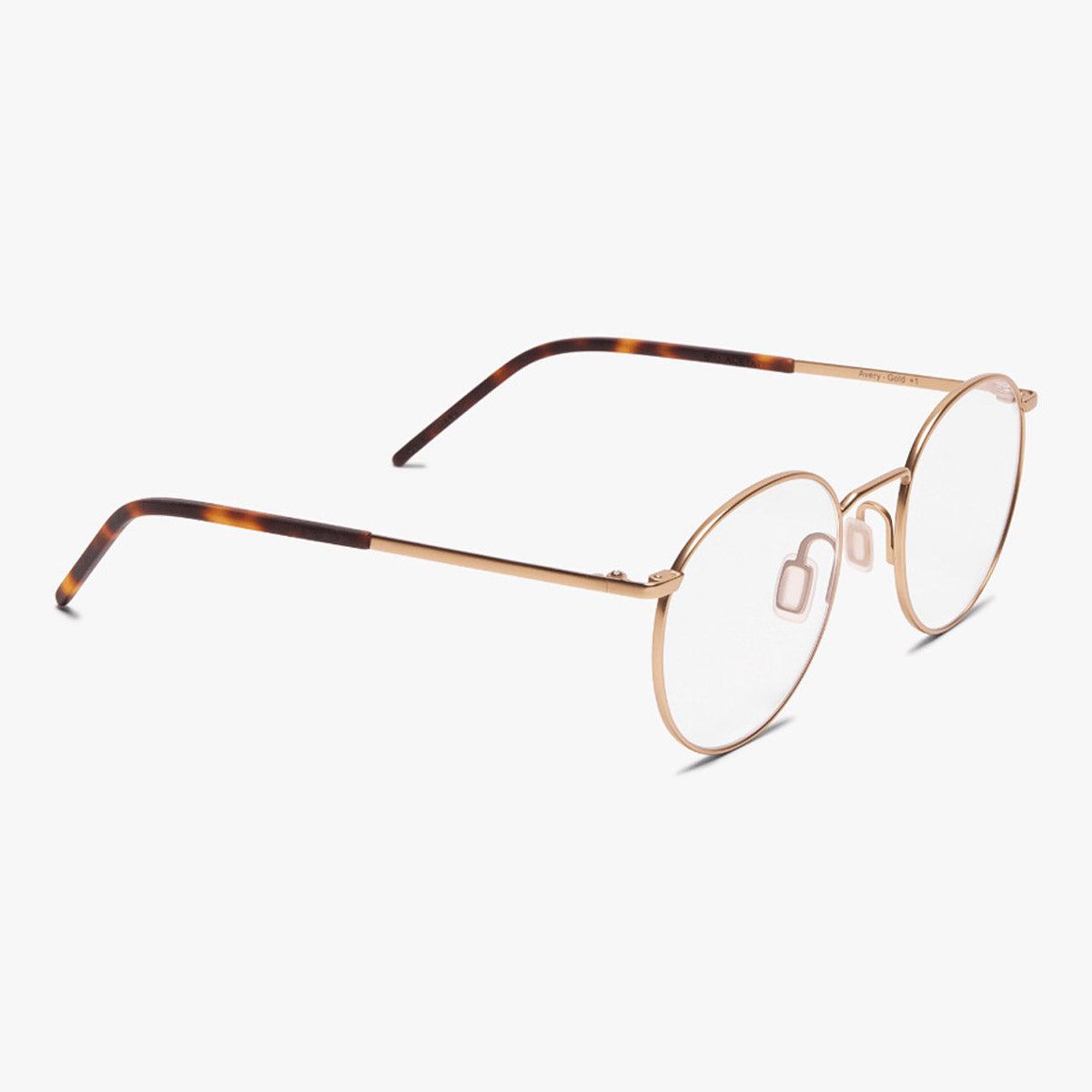 Silkeborg Gold round reading glasses with gold frame and tortoiseshell temples