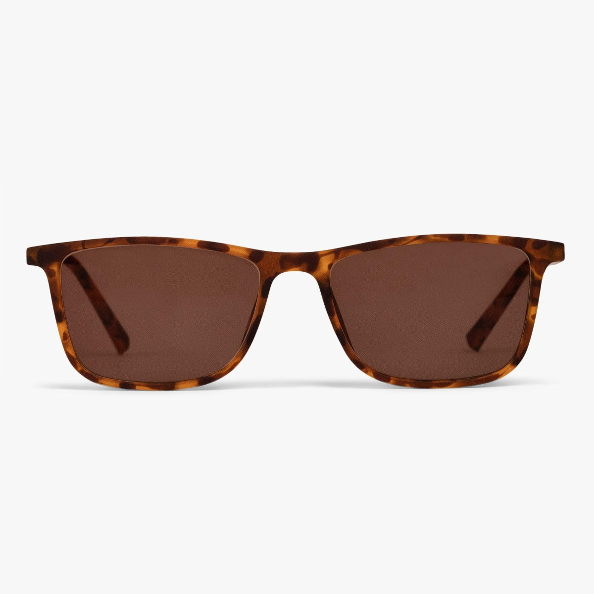 Tortoise square sunglasses with brown lenses