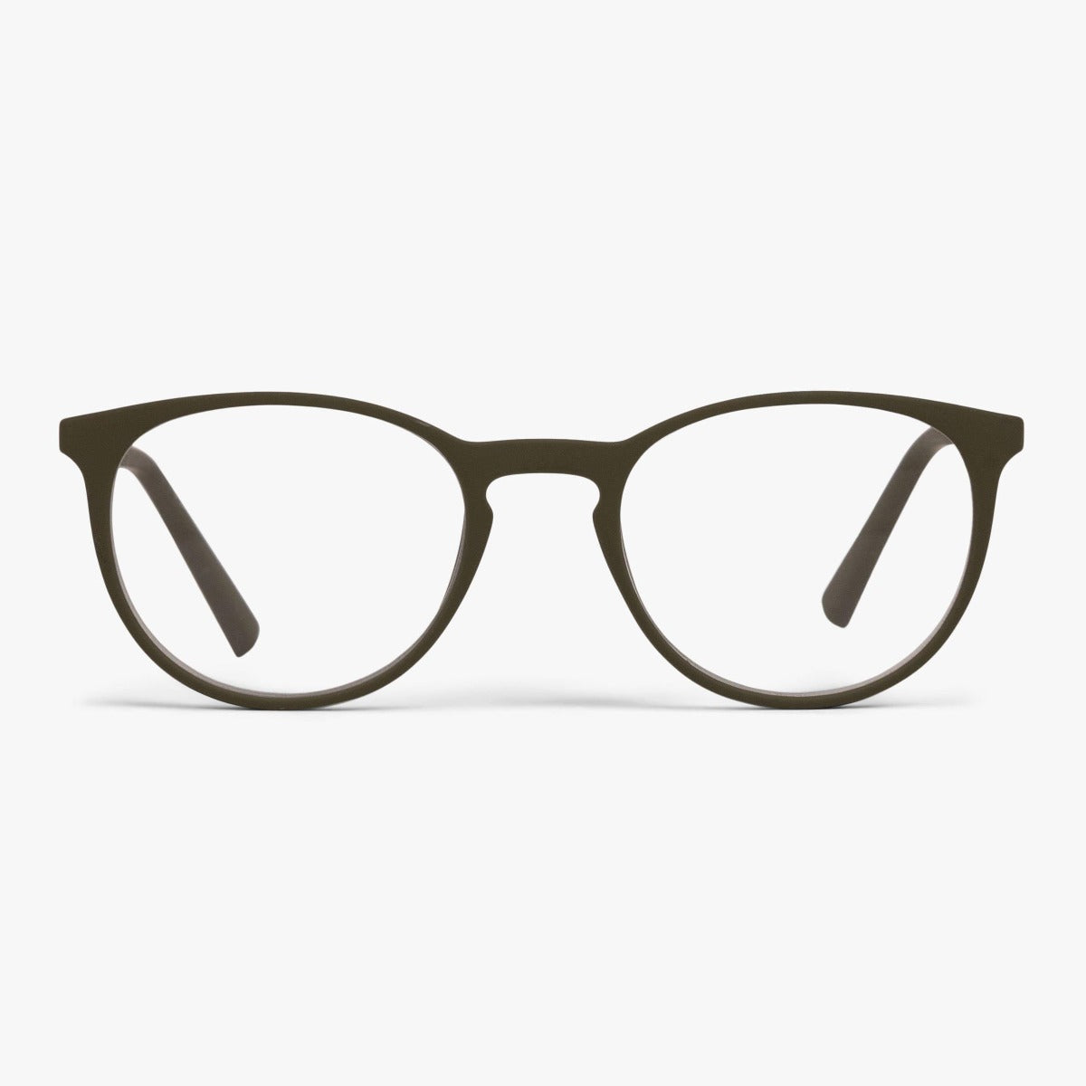 Stockholm Dark Army round glasses with a matte finish