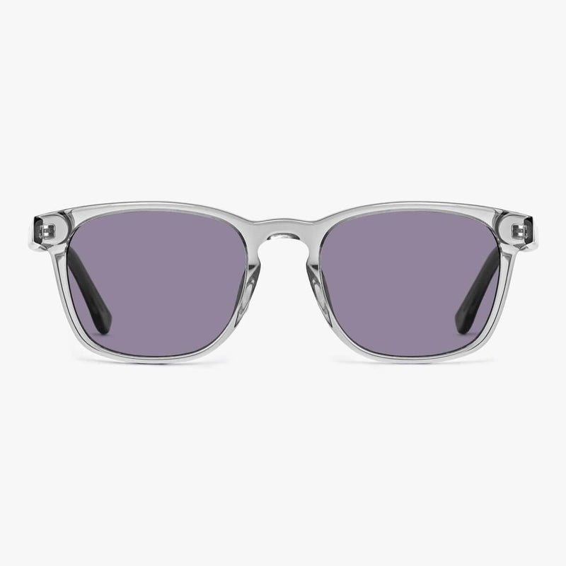 Crystal grey square sunglasses with dark lenses