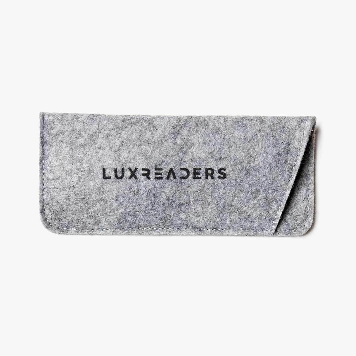 Grey felt Luxreaders glasses case