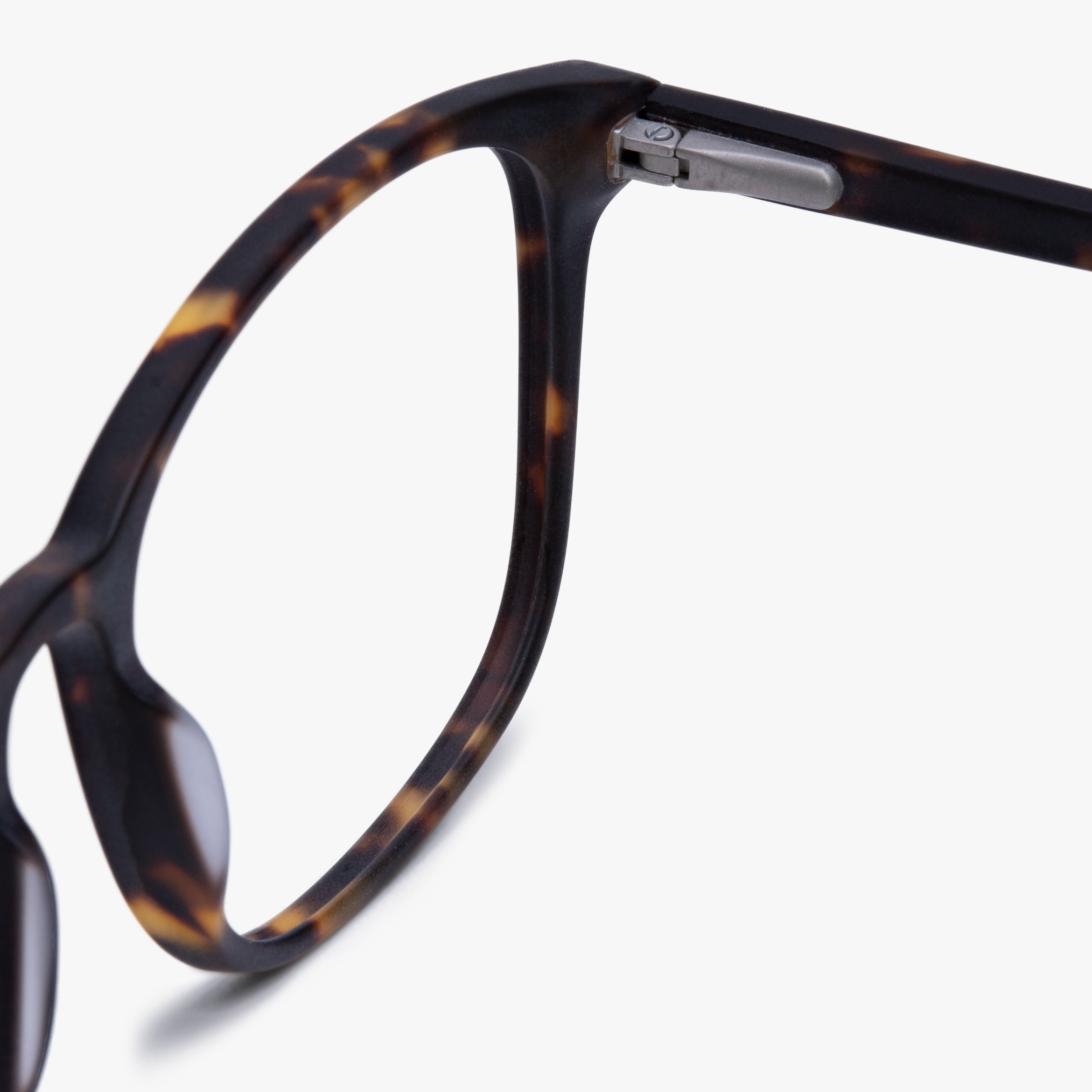 Close-up of Ebeltoft dark turtle reading glasses frame