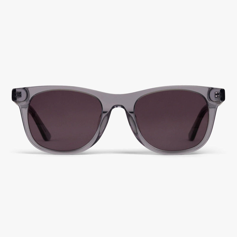 Women's Malmö Crystal Grey sunglasses with transparent grey frames and dark lenses
