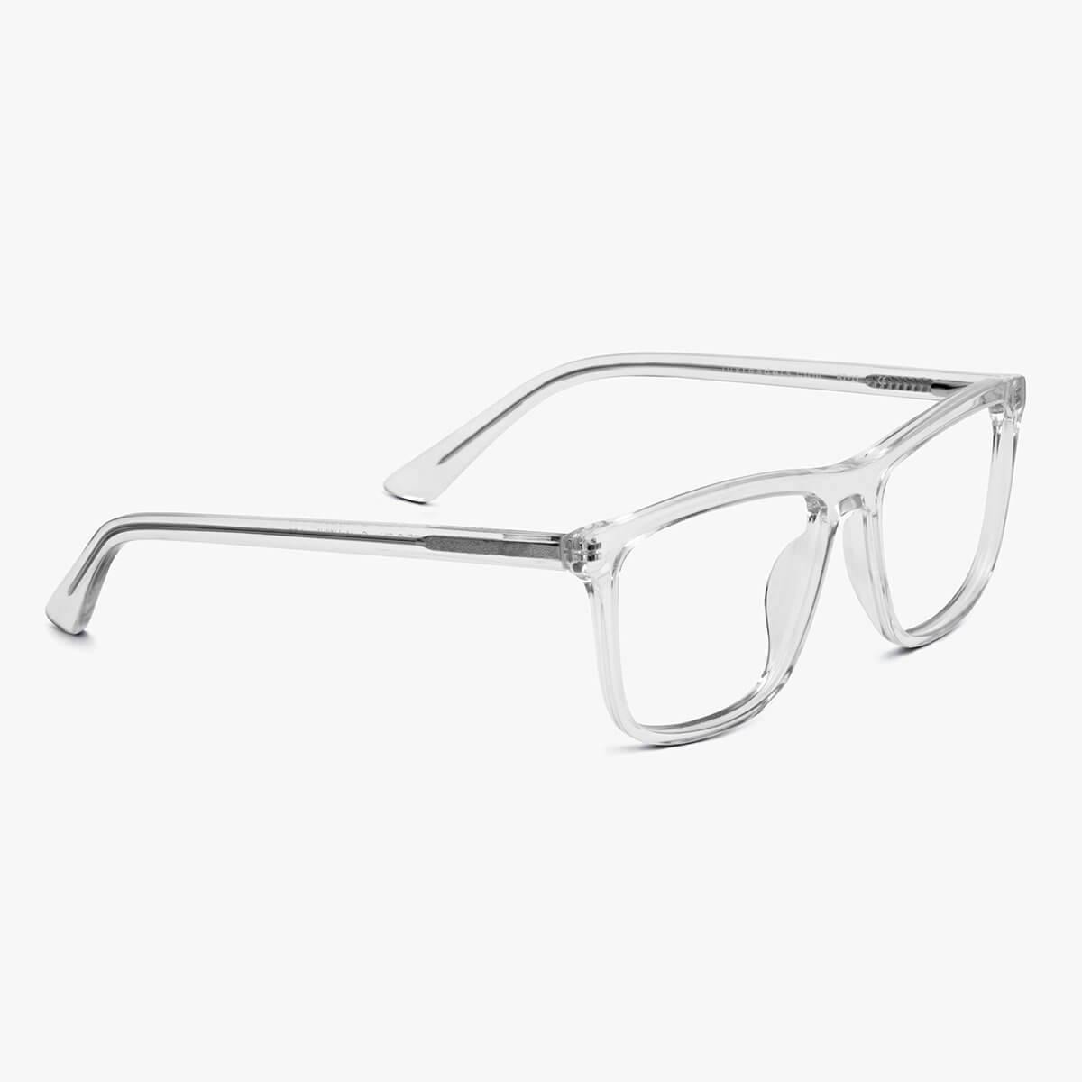 Clear crystal white women's reading glasses with rectangular frames