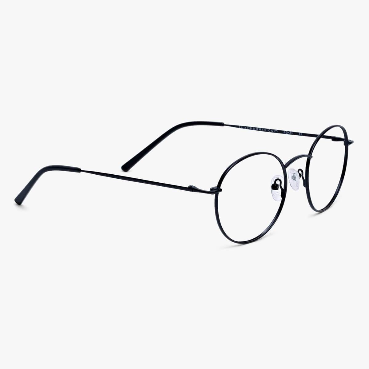 Women's Tromsø black round reading glasses with thin frames