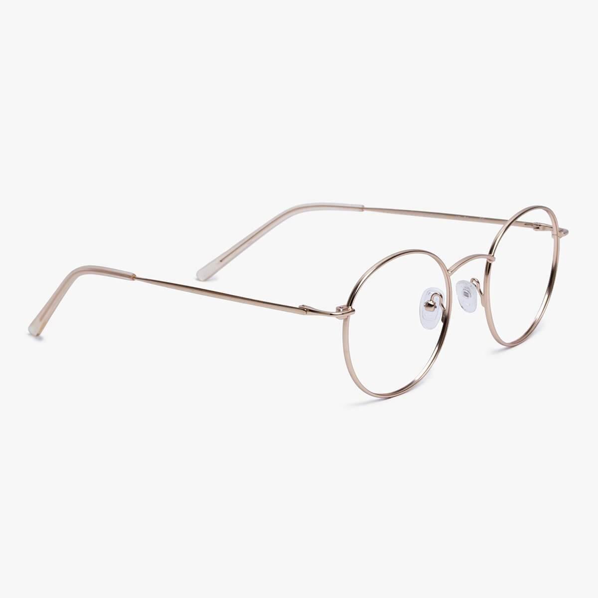 Round gold metal frame glasses with clear lenses