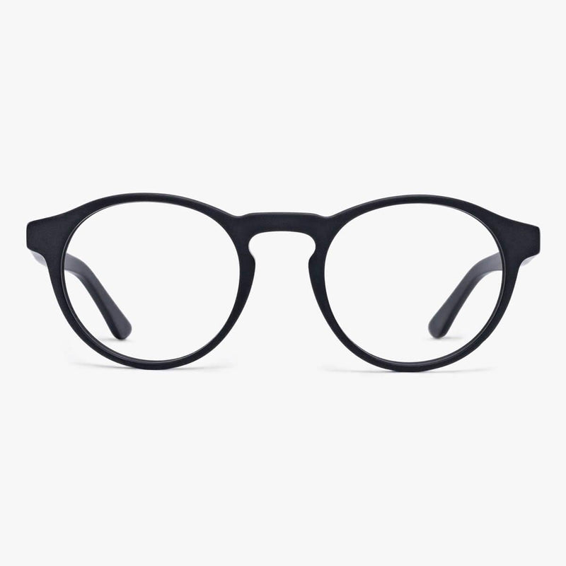 Women's Trondheim Black round reading glasses with matte black finish