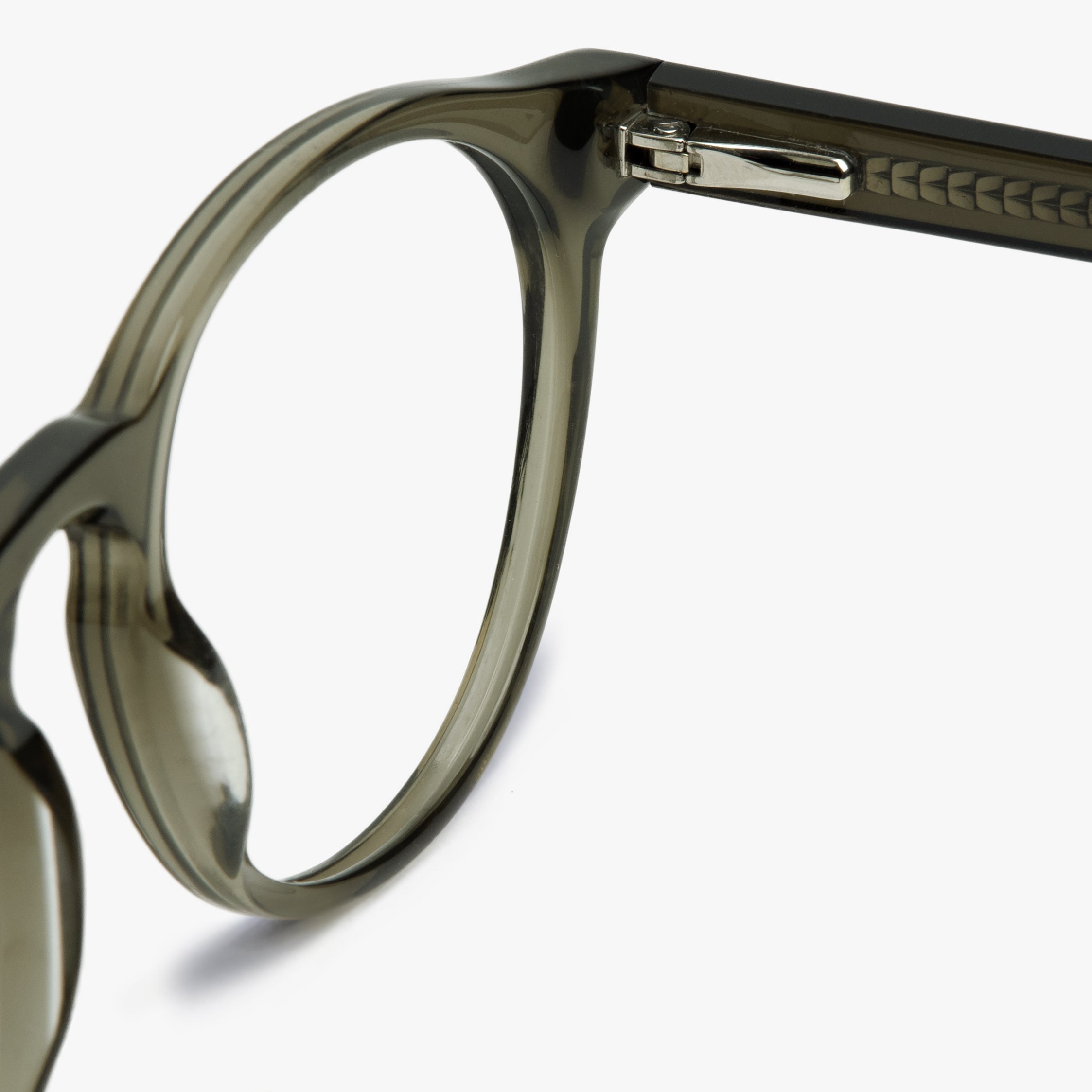 Close-up of Women's Trondheim Shiny Olive glasses frame detail